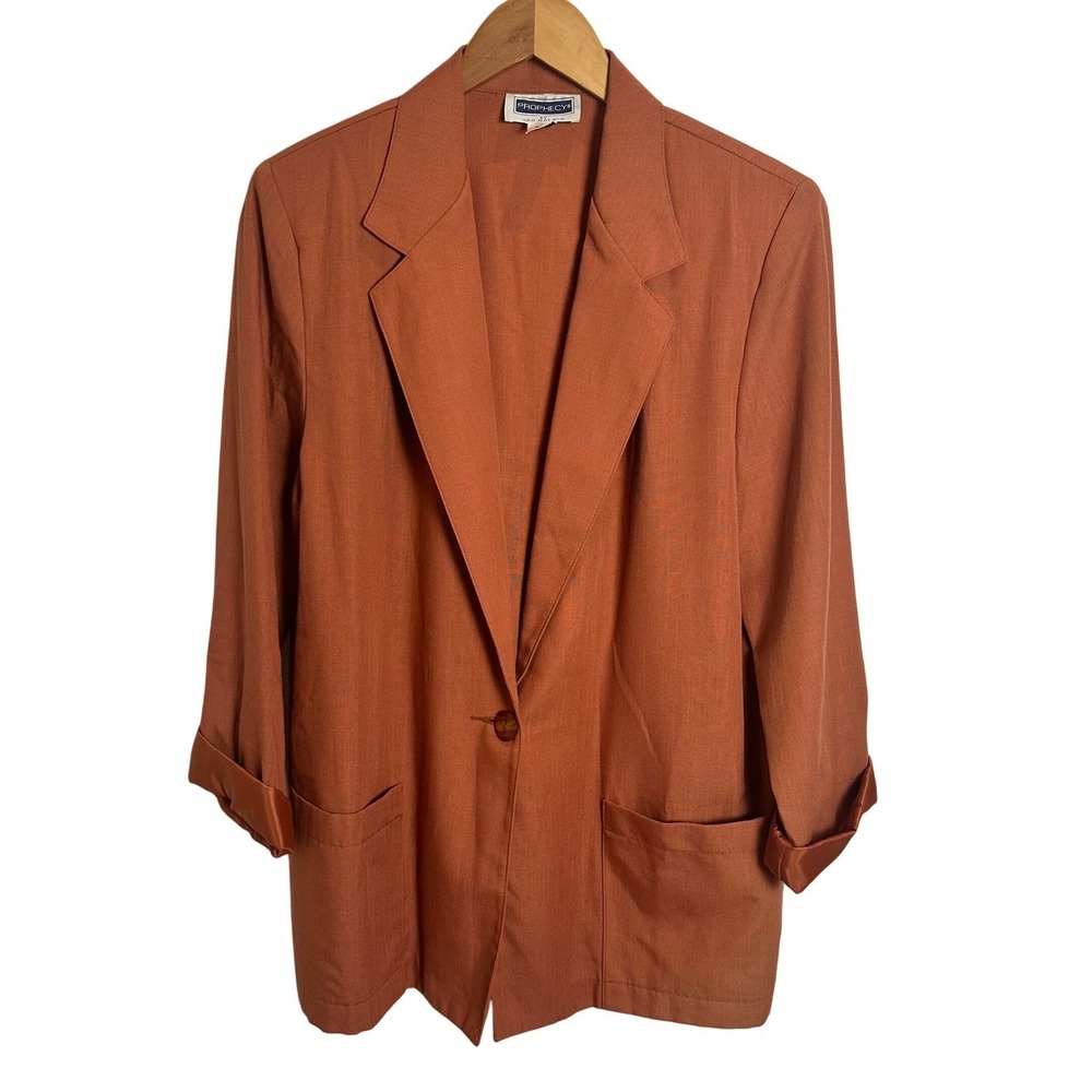 Vintage Sag Harbor Prophecy Rust Orange Oversized Blazer Jacket Womens 12 90s